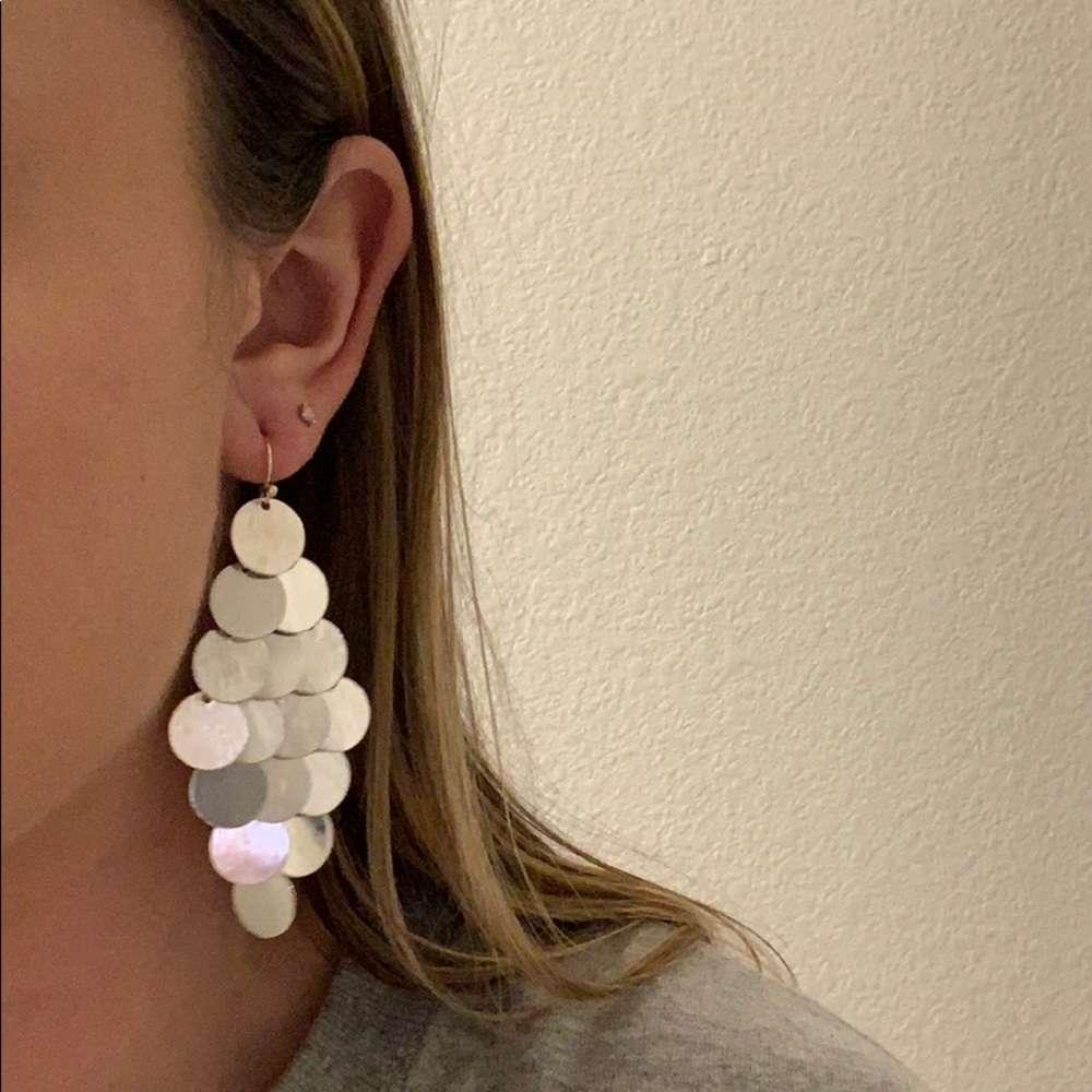 Silver Statement Earrings - image 2